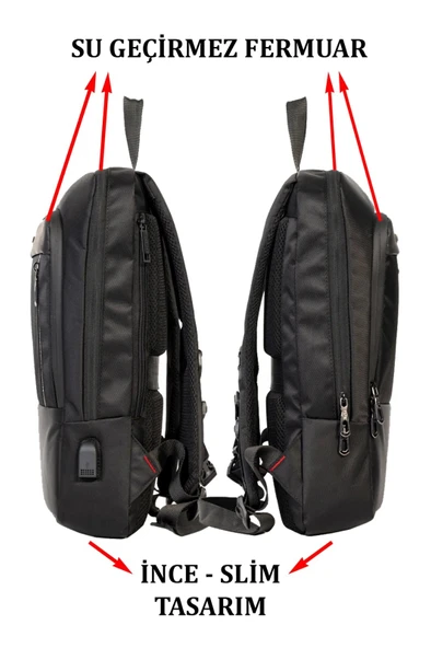 Dada 08 Slim Laptop Tablet Bölmeli Sırt Çantası 15.6 inç - Resim 12