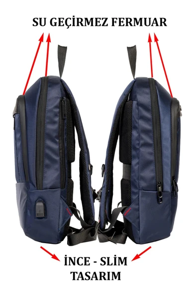 Dada 08 Slim Laptop Tablet Bölmeli Sırt Çantası 15.6 inç - Resim 6