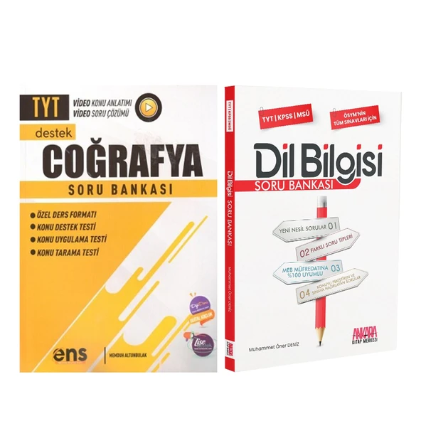 ENS Yayıncılık TYT Coğrafya ve AKM Dil Bilgisi Soru Bankası Seti 2 Kitap