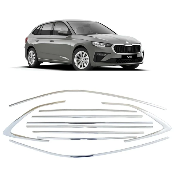 AUTOGP Skoda scala cam çerçevesi kenar çıtası krom tamtur 2019+ 12 parça