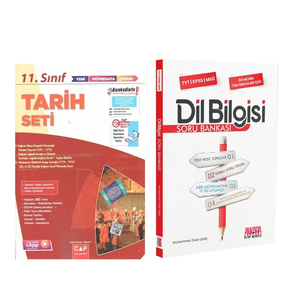 Çap Yayınları 11. Sınıf Tarih Anadolu Seti ve AKM Dil Bilgisi Soru Bankası Seti 2 Kitap