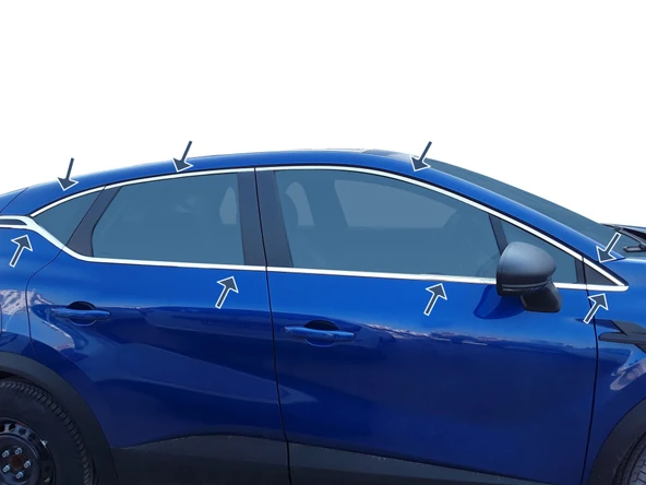 AUTOGP Renault captur cam çerçevesi kenar çıtası krom tamtur 2021+ 18 parça