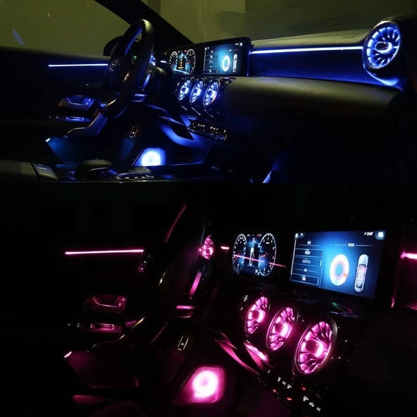 AUTOGP Mercedes w177 airwent havalandırma menfez seti ledli ambiyans 2018+ 64 renk ön arka - 2