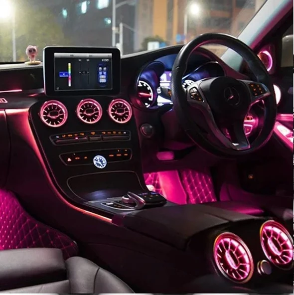 AUTOGP Mercedes w205 airwent havalandırma menfez seti ledli ambiyans 2013 / 2019 3 renk ön arka - 4