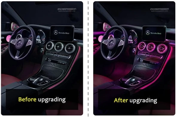 AUTOGP Mercedes w205 airwent havalandırma menfez seti ledli ambiyans 2019+ 64 renk ön arka - 3