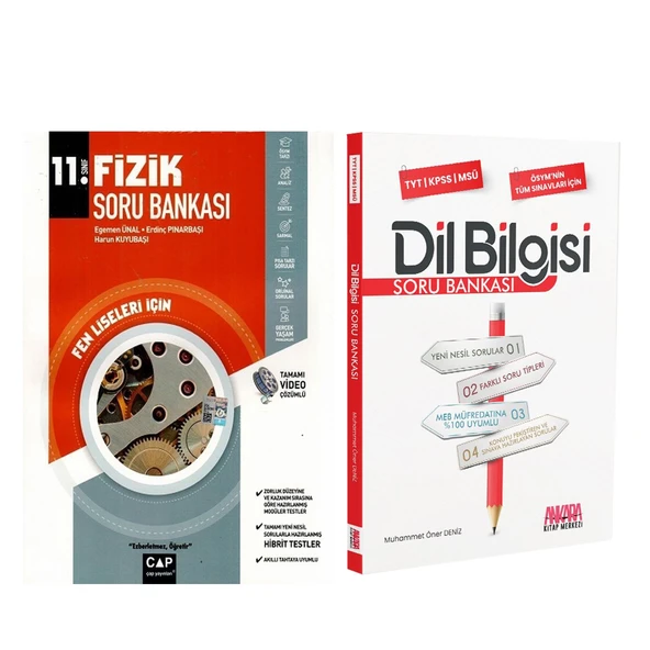 Çap Yayınları 11. Sınıf Fen Lisesi Fizik ve AKM Dil Bilgisi Soru Bankası Seti 2 Kitap