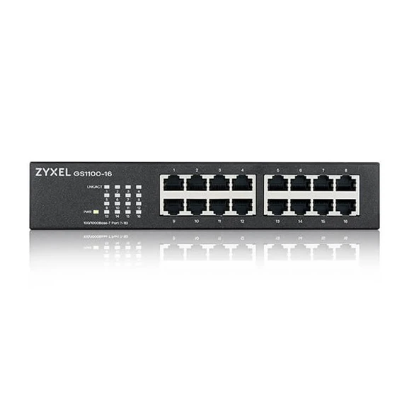 <![CDATA[ZyXEL 16port GS1100-16 v3 GIGABIT Yönetilemez Switch Masaüstü]]>