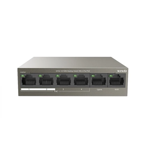 <![CDATA[TENDA 5port 63w 4port PoE TEF1106P-4-63W 10/100 Yönetilemez Switch Masaüstü]]>