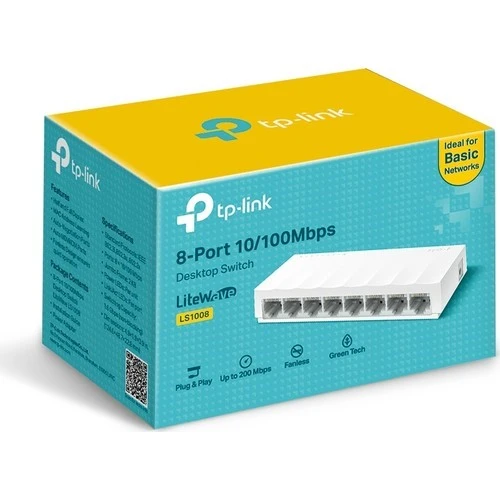<![CDATA[TP-LINK 8port LS1008 10/100 Yönetilemez Switch Masaüstü]]>
