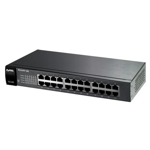 <![CDATA[ZyXEL 24port ES1100-24E 10/100 Yönetilemez Switch RackMount]]>