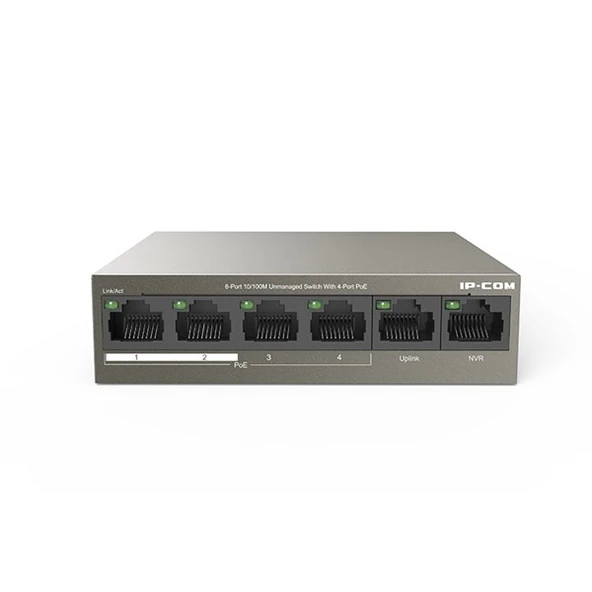 <![CDATA[IP-COM 4port IP-F1106P-4-63W 10/100 2-Uplınk 63W Full PoE Yonetilemez Switch]]>