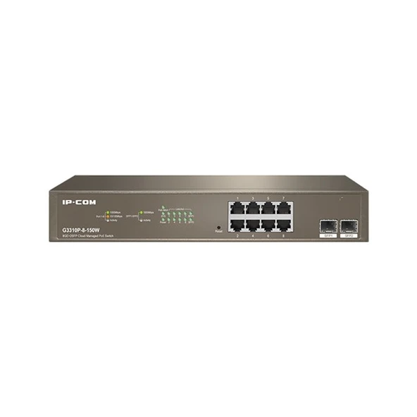 <![CDATA[IP-COM 8port IP-G3310P-8-150W GIGABIT 2-SFP 150W Full PoE Yönetilebilir Rack Mount Switch]]>