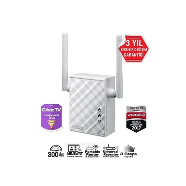 <![CDATA[ASUS RP-N12 300mbps N300 2.4GHZ Mesafe Genişletici EV Ofis Tipi 2x 2dbi sabit anten]]>