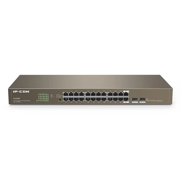 <![CDATA[IP-COM 24port IP-G1024F Gigabit 2-SFP Yonetilemez Rack Mount Switch Metal Kasa]]>