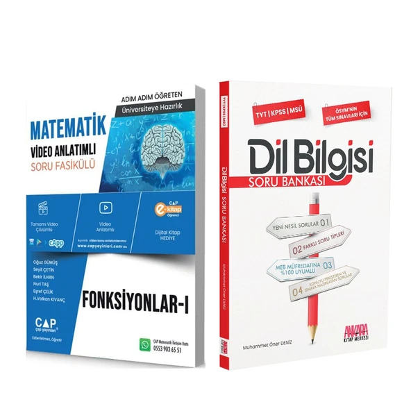Çap Yayınları Matematik Fonksiyonlar 1 ve AKM Dil Bilgisi Soru Bankası Seti 2 Kitap