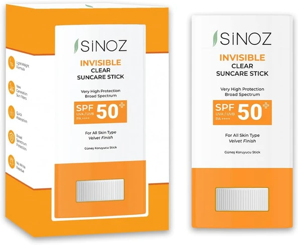 Sinoz Invisible Clear Suncare Güneş Koruyucu Stick SPF50+ 15 Gr