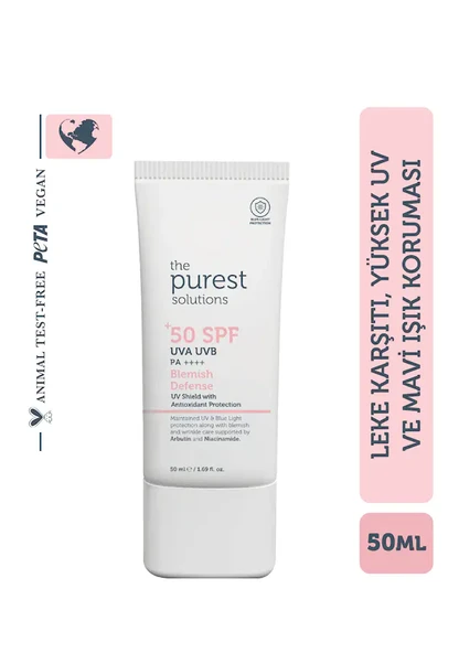 The Purest Solutions Leke Karşıtı ve Cilt Tonu Eşitleyici Renkli Güneş Koruyucu Krem SPF50+ 50 ml