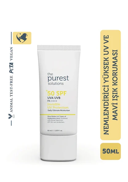 The Purest Solutions Invisible UV Protection Günlük Kullanıma Uygun Nemlendiricili Güneş Kremi SPF50+ 50 ml