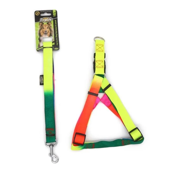 DogLife Gökkuşağı Göğüs Tasması Ve Gezdirmesi 2,5cm