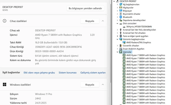 Lenovo Yoga Slim 7 Pro 14ACH5 AMD Ryzen 7 5800H 16GB RAM 512GB SSD W10 14" QHD+ 90Hz 82MS001FTX (İKİNCİ EL) - 5