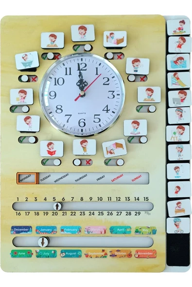 Drn Ahşap Montesori Aktivite Saati Kız