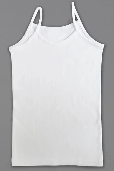 Kız Çocuk Pamuklu Penye İp Askılı Atlet 6'lı Beyaz Atlet 6'lı Karışık Renk Boxer 12 Parça Set - 2