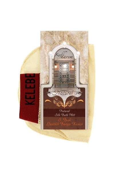 Ipek Kelebek Lastikli Kese Hakiki Koza Ipeğinden Banyo Kesesi Bora Kese - 3