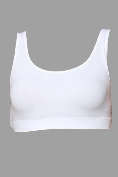 Kadın Pedli Kalın Askılı Crop Büstiyer Siyah Beyaz Gri 3'lü Set - 2