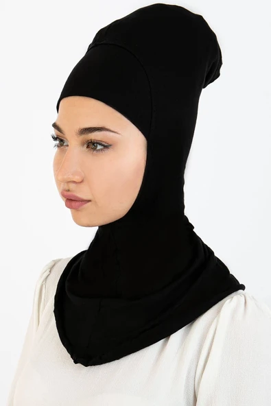 Boyunluklu Hijab Bone Siyah 03 Ebhb-st224