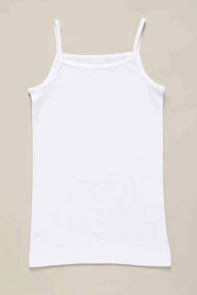 Kız Çocuk Pamuklu Penye İp Askılı Atlet 3'lü Paket Beyaz - 3