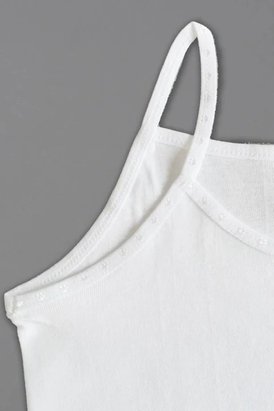 Kız Çocuk Pamuklu Penye İp Askılı Atlet 3'lü Paket Beyaz - 4