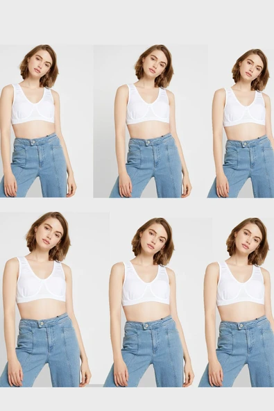 Anne Yarım Atlet Beyaz 6 Adet