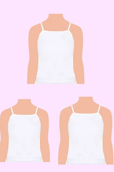 Kız Çocuk Pamuklu Penye İp Askılı Atlet 3'lü Paket Beyaz