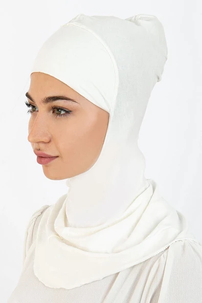 Boyunluklu Hijab Bone Beyaz 03 Ebhb-st224