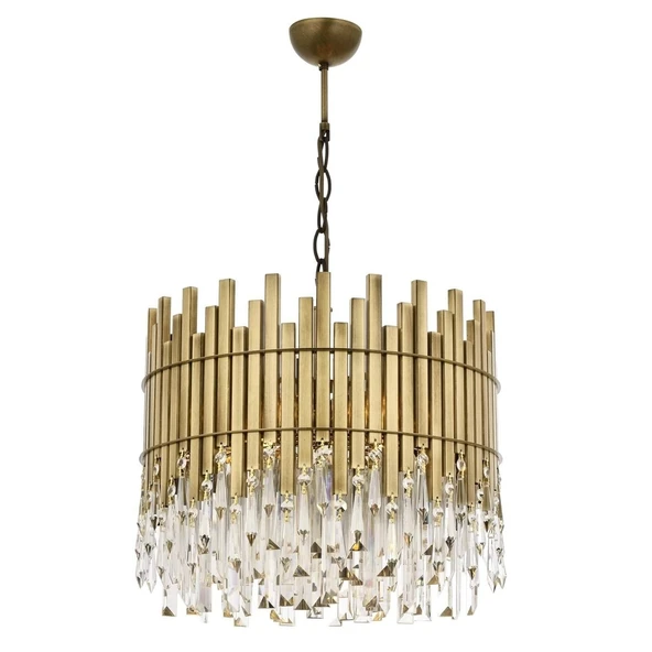 Avonni Av-60162-e40 Eskitme Kaplama Klasik Avize E27 Metal Kristal 40cm