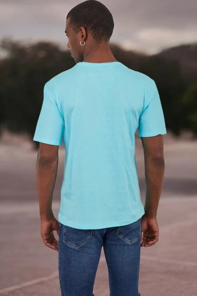 Unisex Turkuaz Basic T-shirt - 2
