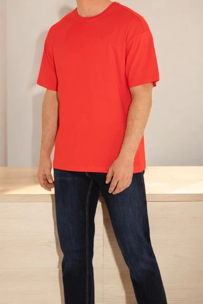 Unisex Kırmızı Basic T-shirt - 2