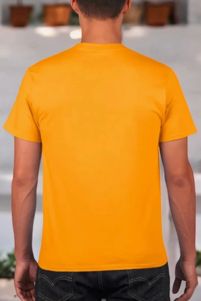 Unisex Sarı Basic T-shirt - 3