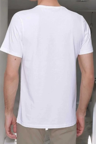 Unisex Beyaz Basic T-shirt - 3