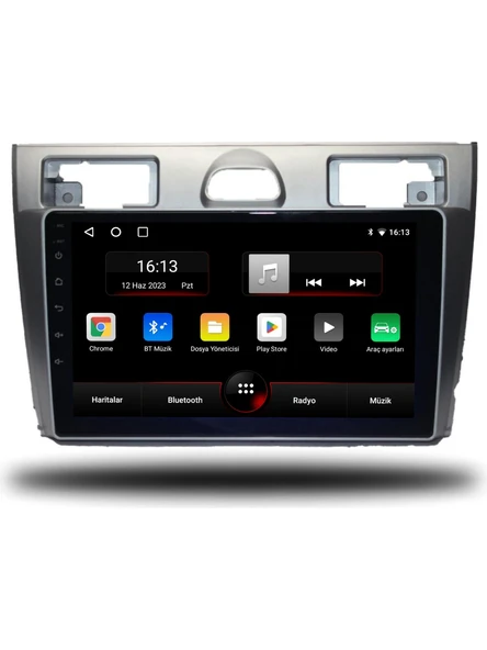 MAYGO  Ford Fiesta 2006-2011 Gri 4GB Ram 32GB Hafıza Kablosuz Carplay Android Auto Destekli Multimedya Navigasyonlu Teyp ürün görseli