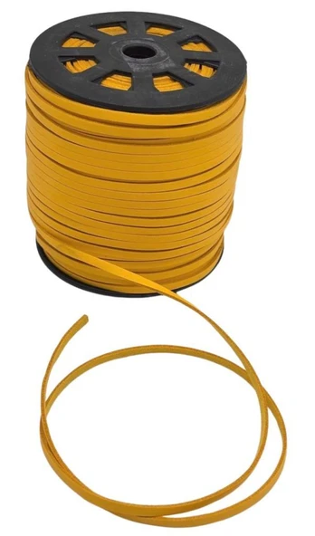 Çanta Aksesuar 4 mm Sarı Renk Suni Deri İp 5 Metre
