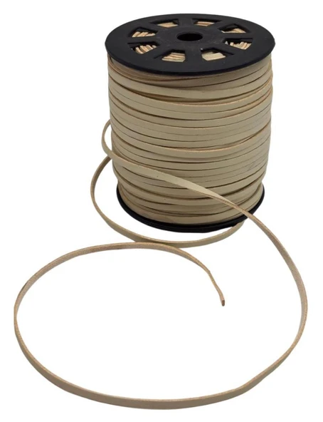 Çanta Aksesuar 4 mm Bej Renk Suni Deri İp 5 Metre - 1