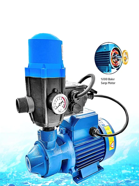 Germany Style İbeltech DKM-80-1 0.75 KW Gerçek 1 HP 1" Bakır Hidrofor Sistem Su Pompa Motoru - 2