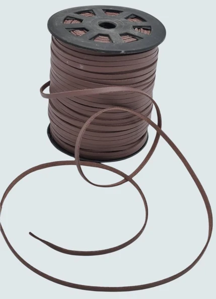 Çanta Aksesuar 4 mm Kahve Renk Suni Deri İp 5 Metre
