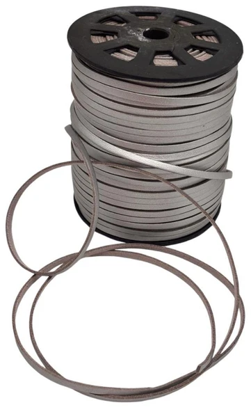 Çanta Aksesuar 4 mm Silver Renk Suni Deri İp 5 Metre