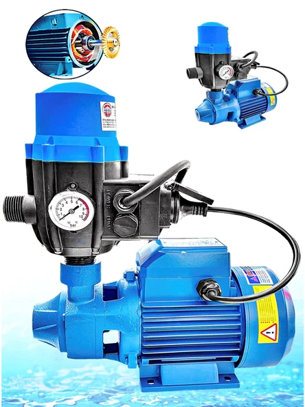 Germany Style İbeltech DKM-80-1 0.75 KW Gerçek 1 HP 1" Bakır Hidrofor Sistem Su Pompa Motoru