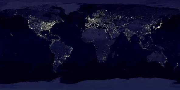 Gece Işıklarıyla Dünya Haritası Duvar Kağıdı - Resim 6