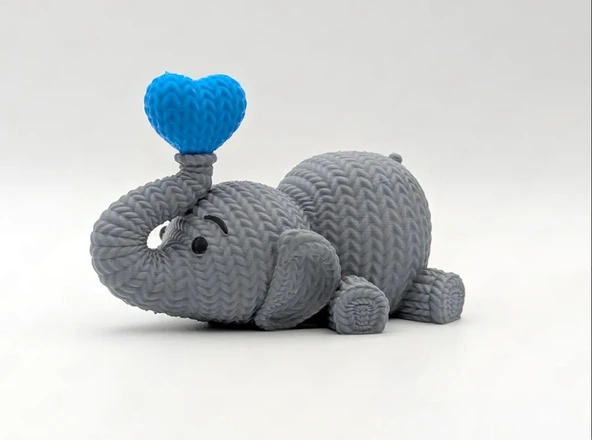 Sevimli Örgü Desenli Fil Figürü - Resim 6