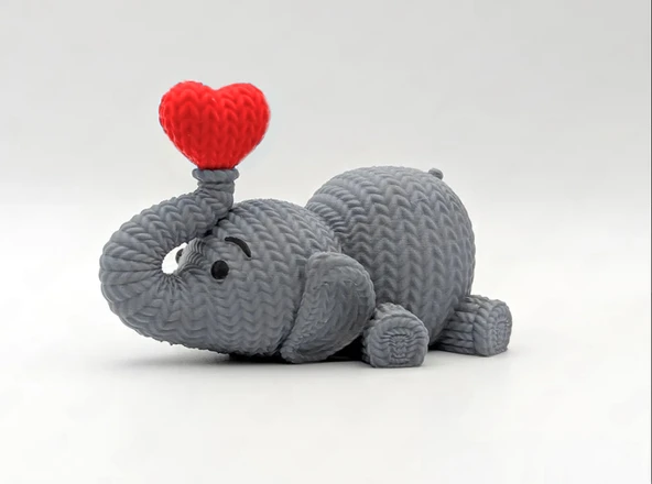Sevimli Örgü Desenli Fil Figürü - Resim 5