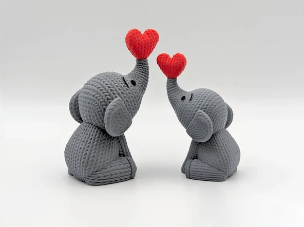 Örgü Desenli Aşk Fil Figür Seti - Resim 2